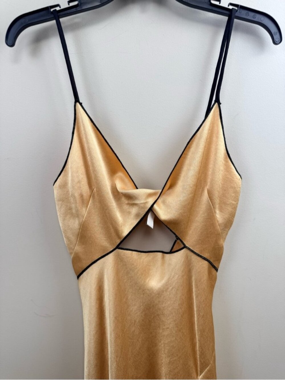 Bec & Bridge Hazel Cutout Satin Maxi Dress in a wheat color. 4 - Picture 8 of 16